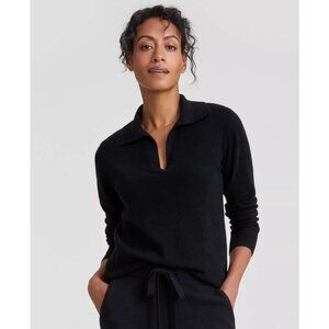 Charter Club 100% Cashmere Sweater Black V-Neck Collar Knit Women’s Size L